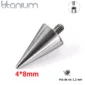 Pointe 4x8 mm Remplacement Piercing en Titane ASTM-F136 - Pas de Vis 1,2 mm.