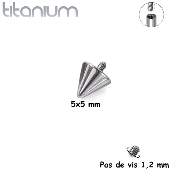 Pointe 5x5 mm Remplacement Piercing en Titane ASTM-F136 - Pas de Vis 1,2 mm Pointe 5x5 mm Remplacement Piercing en Titane ASTM-F136 - Pas de Vis 1,2 mm.
