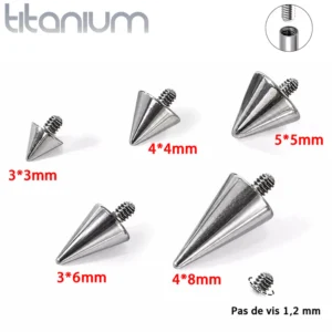 Pointe Remplacement Piercing en Titane - Pas de Vis 1,2 mm.