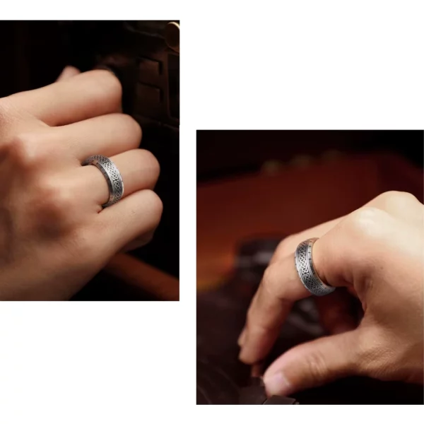 Anneau Viking Homme avec Nœuds Celtiques et Runes Nordiques Anneau Viking Homme avec Nœuds Celtiques et Runes Nordiques.