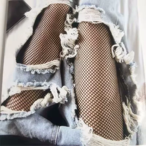 Collants Résille Noirs à Maille Fine Femme Gothique.
