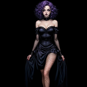 Femme portant des collants résille punk gothiques.