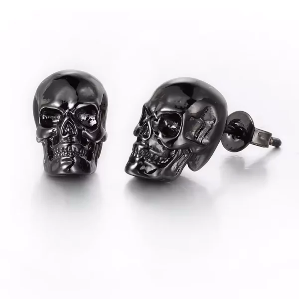 Boucles d’Oreilles Crâne Acier Inoxydable Poli Effet Vieilli Finition Noire Boucles d’Oreilles Crâne Acier Inoxydable Poli Effet Vieilli Finition Noire.