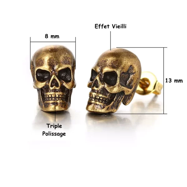 Boucles d’Oreilles Crâne Acier Inoxydable Poli Effet Vieilli (dimensions) Boucles d’Oreilles Crâne Acier Inoxydable Poli Effet Vieilli (dimensions).