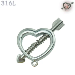 Faux Piercing Téton Cœur & Flèche à Ressorts.