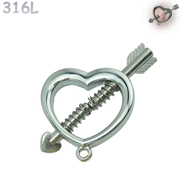 Faux Piercing Téton Cœur & Flèche à Ressorts.