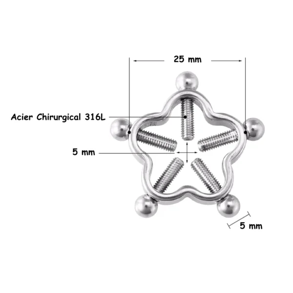 Faux Piercing Téton Fleur Industrielle à Vis (dimensions) Faux Piercing Téton Fleur Industrielle à Vis (dimensions).