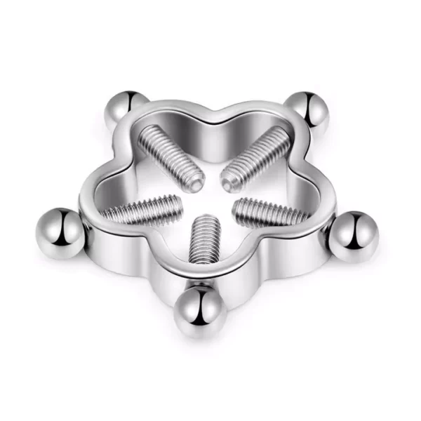 Faux Piercing Téton Fleur Industrielle à Vis en Acier Inoxydable Faux Piercing Téton Fleur Industrielle à Vis en Acier Inoxydable.