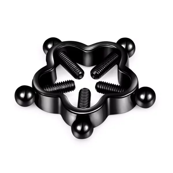 Faux Piercing Téton Fleur Industrielle à Vis en Acier Inoxydable Noir Faux Piercing Téton Fleur Industrielle à Vis en Acier Inoxydable Noir.