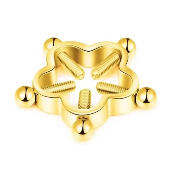 Faux Piercing Téton Fleur Industrielle à Vis (variante couleur doré pvd) Faux Piercing Téton Fleur Industrielle à Vis (variante couleur doré pvd).