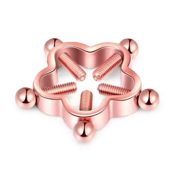 Faux Piercing Téton Fleur Industrielle à Vis (variante couleur or rose PVD) Faux Piercing Téton Fleur Industrielle à Vis (variante couleur or rose PVD).