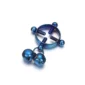 Faux Piercing Téton Réglable Vis de Serrage avec Clochettes (variante couleur bleu PVD).