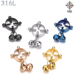 Faux Piercing Téton Réglable avec Clochettes.