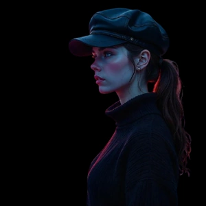 Femme portant un Béret Darkwear.