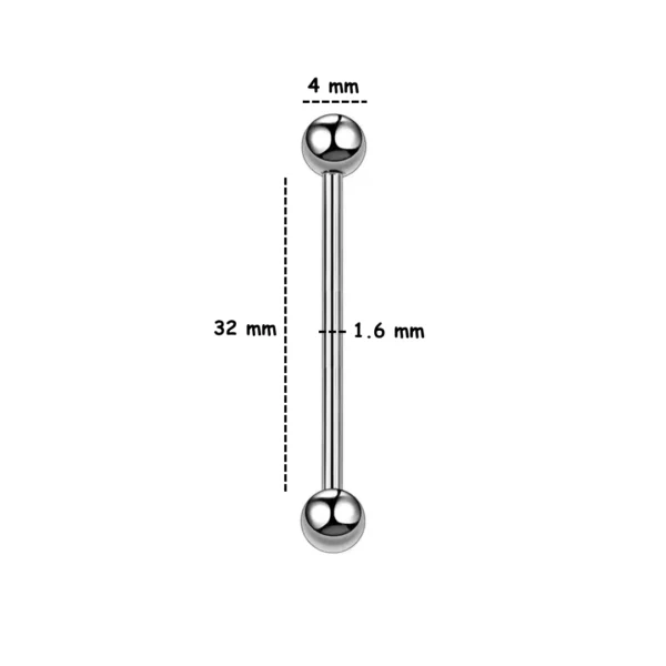 Piercing Barbell en Titane pour Lobe Horizontal 32 mm Piercing Barbell en Titane pour Lobe Horizontal 32 mm.