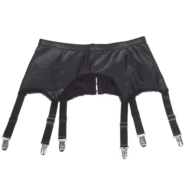 Porte Jarretelle Cuir Noir 6 Clips Métalliques Porte Jarretelle Cuir Noir 6 Clips Métalliques.