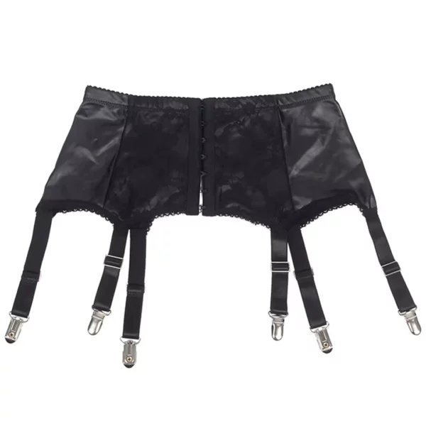 Porte Jarretelles Cuir Noir & Dentelle 6 Attaches Porte Jarretelles Cuir Noir & Dentelle 6 Attaches.