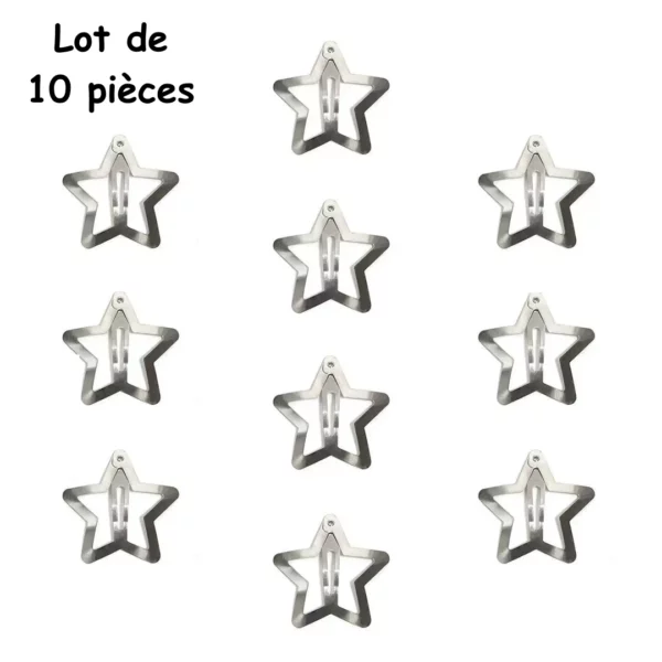10 Barrettes Étoile en Acier Inoxydable pour Filles et Femmes.