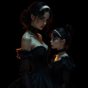 Une femme et une fille avec des accessoires cheveux originaux.