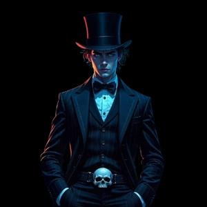 Homme gothique avec une boucle de ceinture tête de mort.