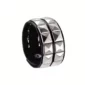 Bracelet Cuir Noir avec Rivets Punk Pyramide 2 Lignes.