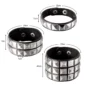 Bracelet Cuir Noir avec Rivets Punk Pyramide (dimensions).