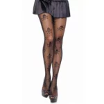 Collant Résille Noir à Pois et Têtes de Mort.