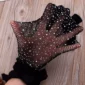 Collant Résille Noir en Nylon orné de Strass.
