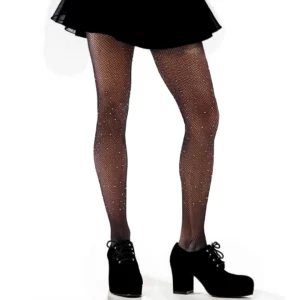 Collant Résille Noir parsemé de Strass Scintillants.
