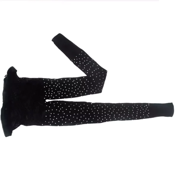 Collants Noirs à Fine Résille et Strass.