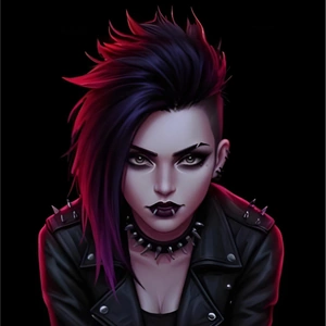 Femme punk avec un collier choker clouté.