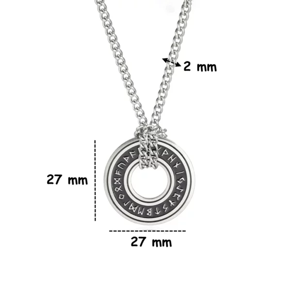 Pendentif Anneau Runes Nordiques Ancien Futhark avec Chaîne (dimensions) Pendentif Anneau Runes Nordiques Ancien Futhark avec Chaîne (dimensions).
