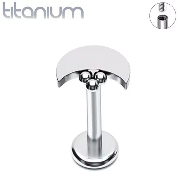 Piercing Labret Oreille Croissant de Lune avec Billes.