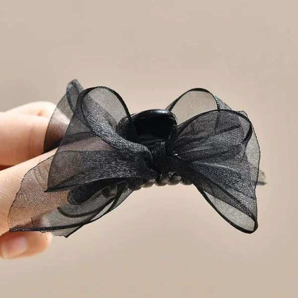 Pince Crabe Nœud Papillon Noir en Organza Pince Crabe Nœud Papillon Noir en Organza.