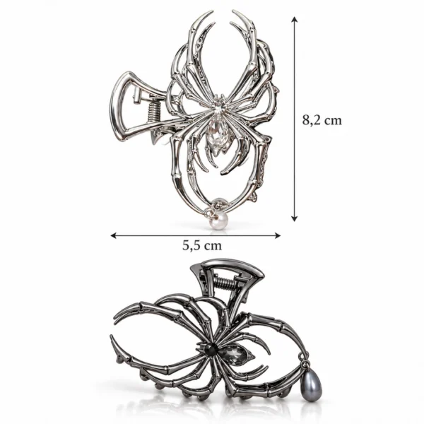 Pince à Cheveux Araignée Perles et Zircons en Acier Inoxydable (dimensions) Pince à Cheveux Araignée Perles et Zircons en Acier Inoxydable (dimensions).