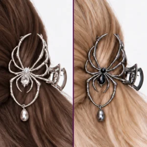 Pince à Cheveux Araignée Zirconiums & Perles en Acier.