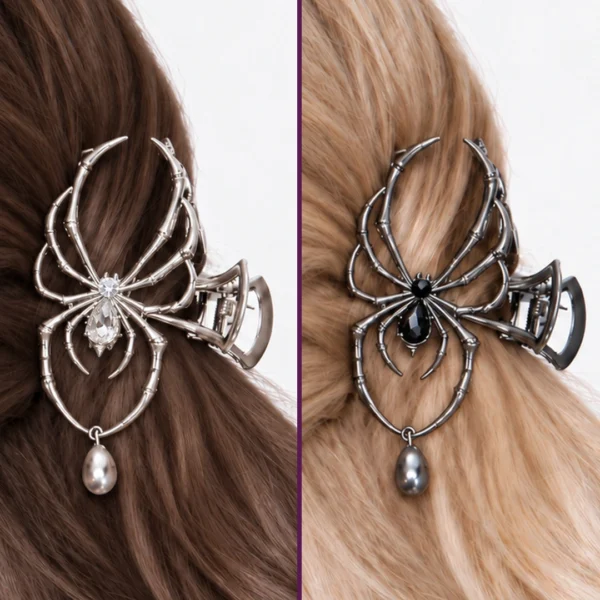Pince à Cheveux Araignée Zirconiums & Perles en Acier.