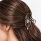 Pince à Cheveux Araignée Zirconiums & Perles en Acier Poli.