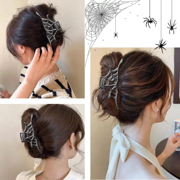 Pince à Cheveux Toile d'Araignée Halloween.