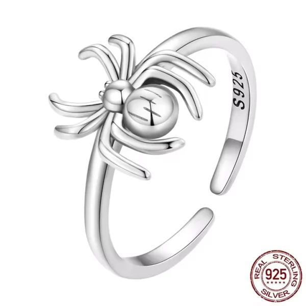 Bague Araignée Ajustable en Argent 925 Sterling Taille 6 à 9.