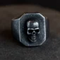 Bague Tête de Mort Homme Acier Inox Noir Vintage.