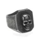 Chevalière Tête de Mort en Relief Acier Inox Noir Vintage.