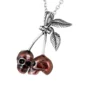 Collier Crâne Cerise en Acier et Époxy Rouge.