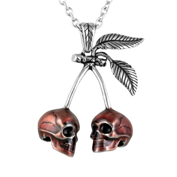 Collier avec Pendentif Tête de Mort Cerise en Acier et Époxy Rouge Collier avec Pendentif Tête de Mort Cerise en Acier et Époxy Rouge.