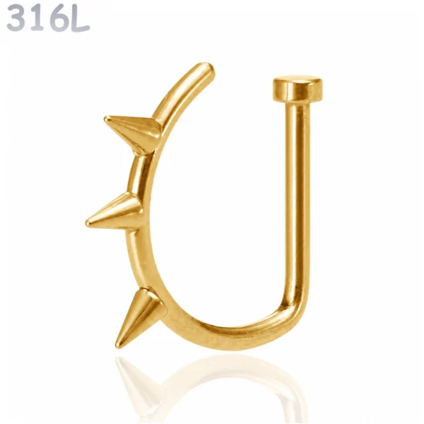 Faux Piercing Narine Anneau Ouvert à Pointes Acier 316L Doré PVD Faux Piercing Narine Anneau Ouvert à Pointes Acier 316L Doré PVD.