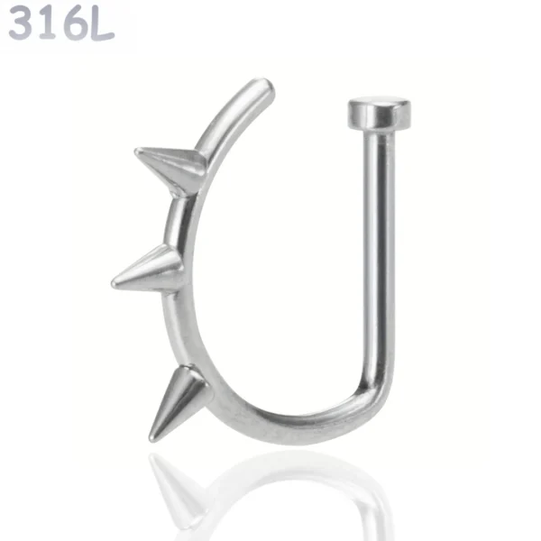 Faux Piercing Narine Anneau Ouvert à Pointes Acier 316L Poli Faux Piercing Narine Anneau Ouvert à Pointes Acier 316L Poli.