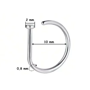 Faux Piercing Narine Anneau Ouvert en D variante couleur acier diamètre 10 mm Faux Piercing Narine Anneau Ouvert en D variante couleur acier diamètre 10 mm.
