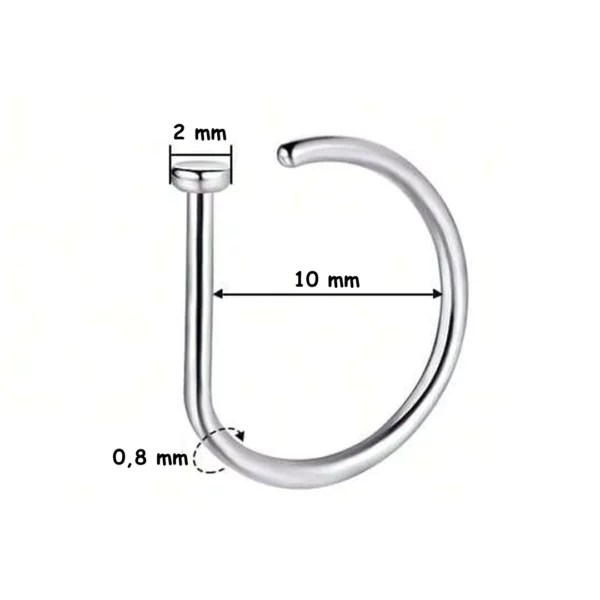 Faux Piercing Narine Anneau Ouvert en D variante couleur acier diamètre 10 mm Faux Piercing Narine Anneau Ouvert en D variante couleur acier diamètre 10 mm.