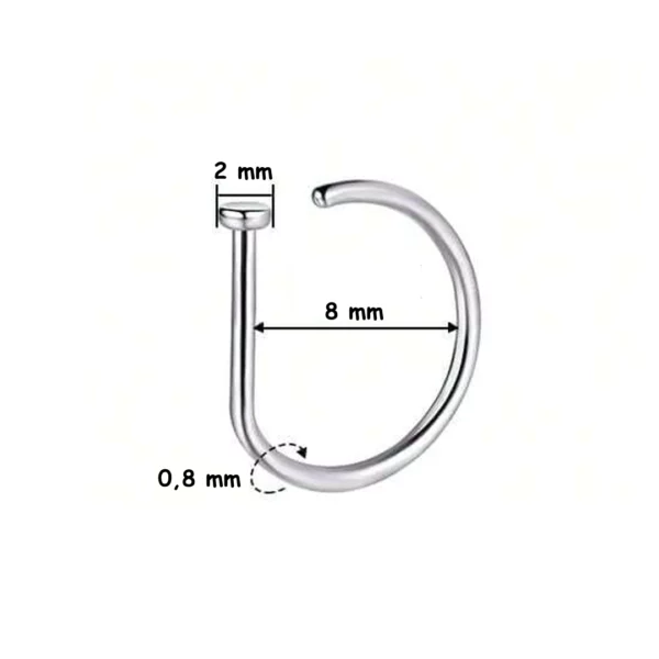 Faux Piercing Narine Anneau Ouvert en D variante couleur acier diamètre 8 mm Faux Piercing Narine Anneau Ouvert en D variante couleur acier diamètre 8 mm.