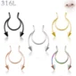 Faux Piercing Nez Septum Fer à Cheval à Pointes Acier 316L.